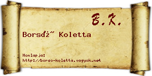 Borsó Koletta névjegykártya
